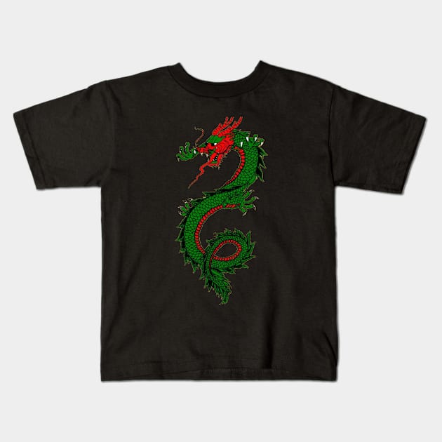 Green Dragon Kids T-Shirt by PrintedDesigns